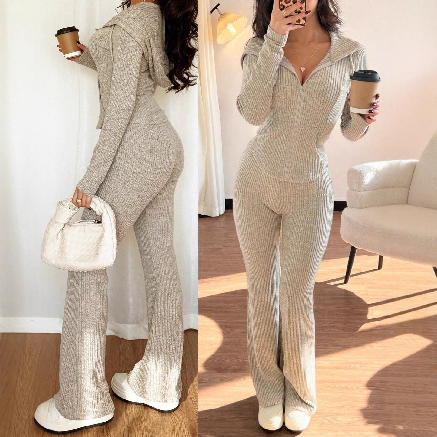 Dames Lounge Set Zacht en Warm met Broek en Vest - StudioMarella