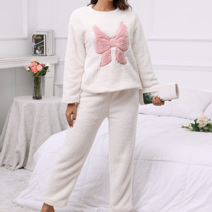 Dames Huispak Zacht Tweedelig Lounge Set met Strik