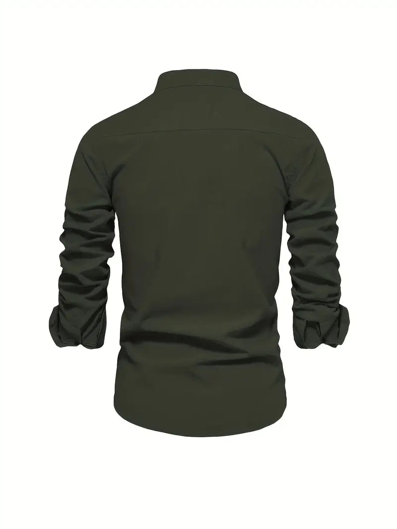 Heren Overhemd Klassiek Slim Fit Wit Blauw