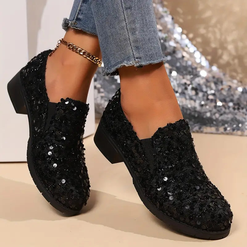 Dames Loafers Met Glitter en Hak - StudioMarella