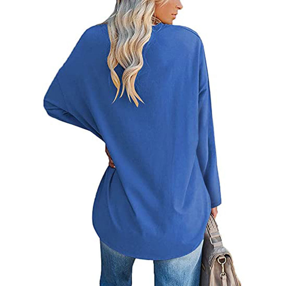 Dames T-shirt Lange Mouwen Oversized Casual V-hals