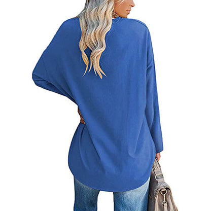 Dames T-shirt Lange Mouwen Oversized Casual V-hals