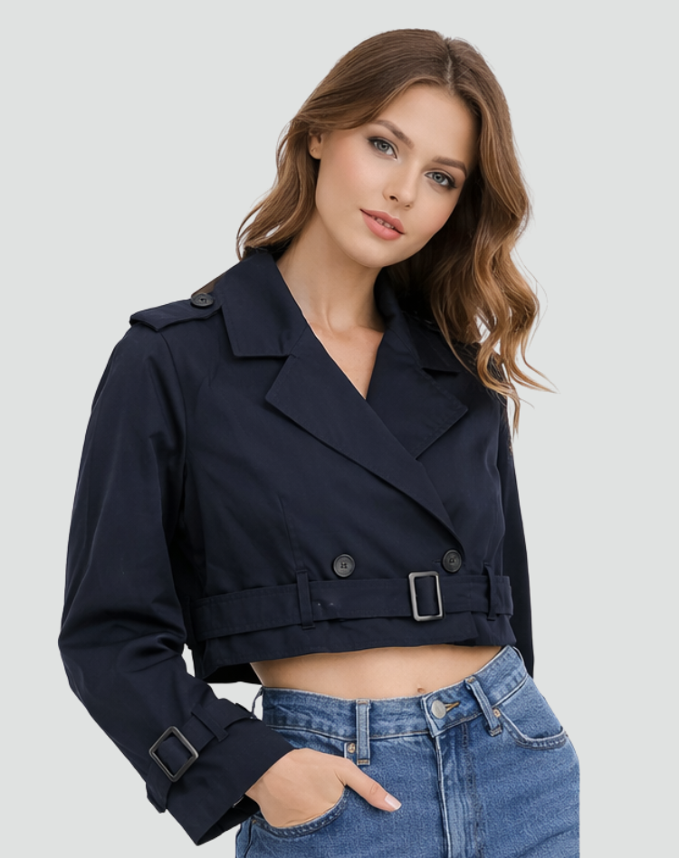 Korte Trenchcoat Dames Regular Fit Katoen