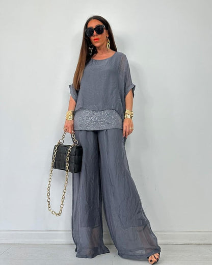 Dames Tweedelige Set Comfortabele Jurk Broek Combinatie