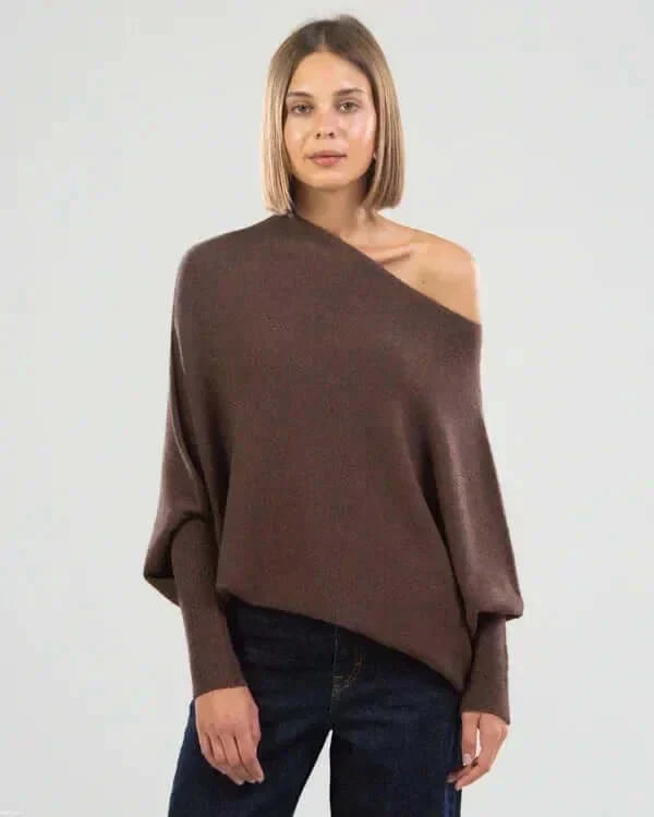Dames Trui Asymmetrisch met Col en Drapé details