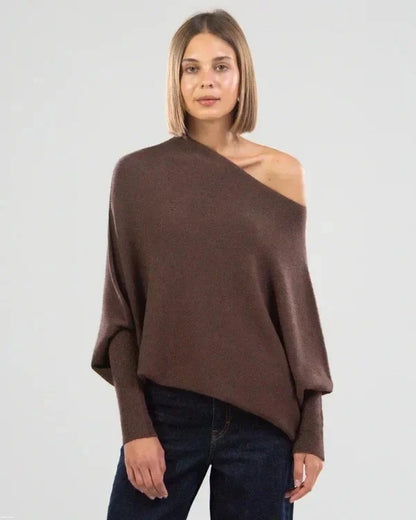 Off-Shoulder Trui Gebreid Asymmetrisch Design