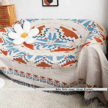 Gooi Deken Jacquard Geweven Franjes Kleurrijk Katoen Polyester Warm Zacht