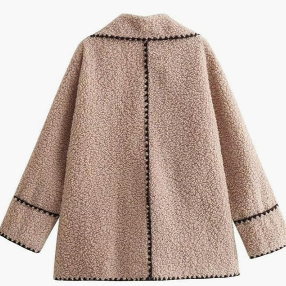 Dames Teddyjas Pluche Zacht met Contrasterende Steek