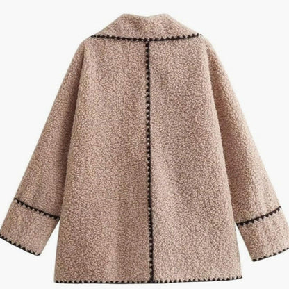 Dames Teddyjas Pluche Zacht met Contrasterende Steek