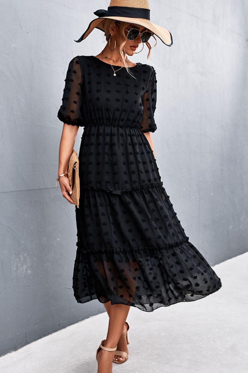 Zonnestraal Midi-Jurk Zomerse Bloemenprint Jurk