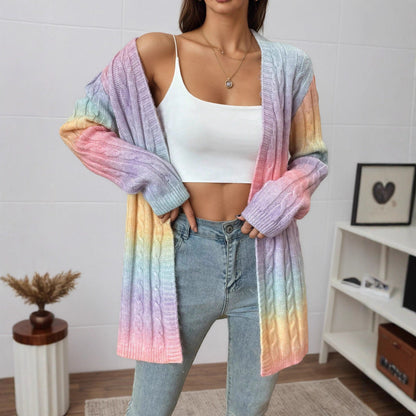 Dames Vest Gebreid Regenboogkleuren Warm en Stijlvol