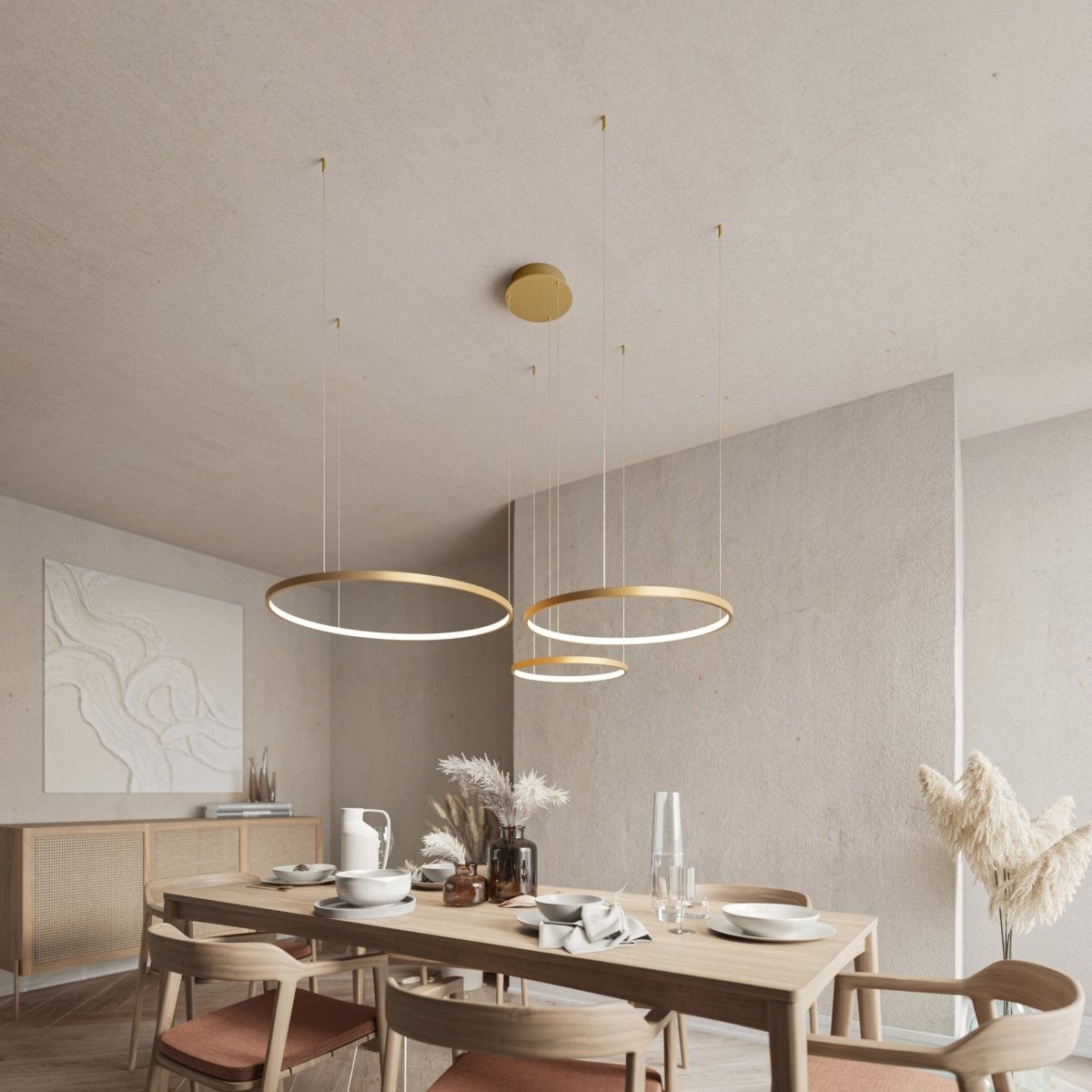 LED Hanglamp Ringen Zwart Wit Goud Dimbaar 70W Aluminium Modern