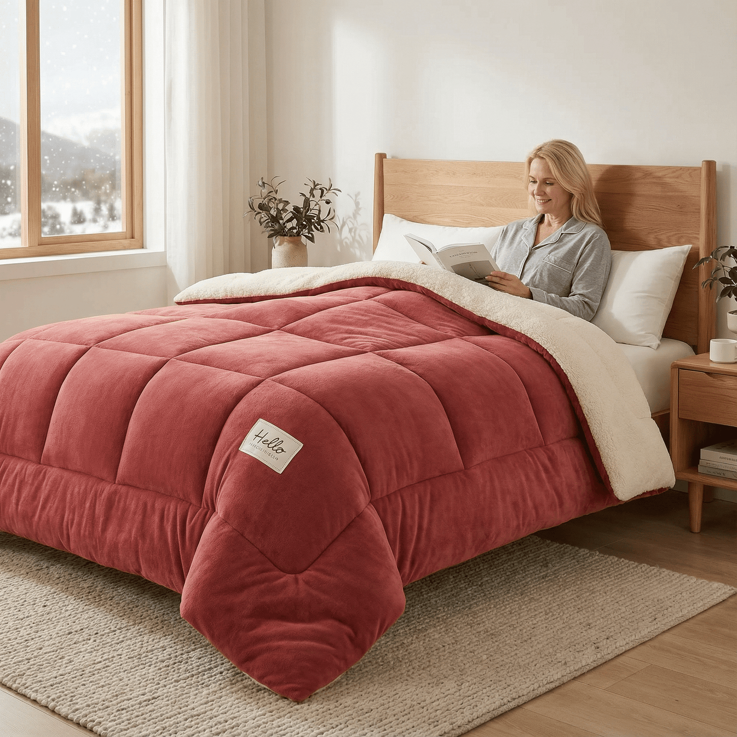 Sherpa Dekbed Omkeerbaar Zacht Fluffy Warmte Tweezijdig Alle Seizoenen Polyester