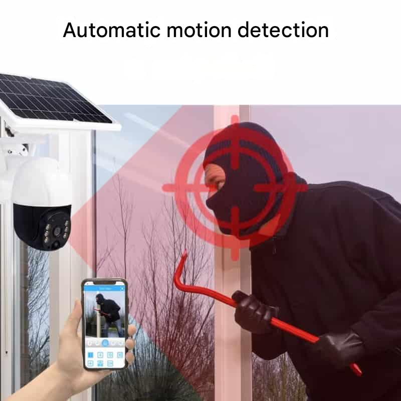 Draadloze 4K Beveiligingscamera met Zonnepaneel Dual-Lens 10x Zoom 360° Draaibaar WiFi 4G Nachtzicht Bewegingsdetectie Waterdicht IP66 Buiten Security Camera Tuinbeveiliging