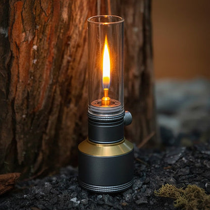 Vintage Campinglamp op Butaan met Verstelbare Vlam – Compact Buitenlicht voor Wandelaars en Avonturiers