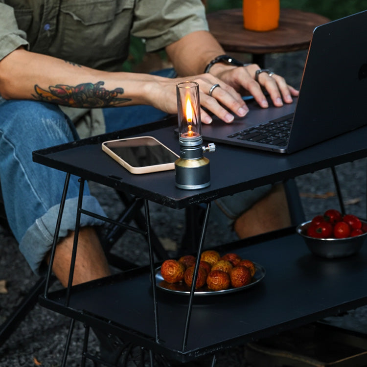Vintage Campinglamp op Butaan met Verstelbare Vlam – Compact Buitenlicht voor Wandelaars en Avonturiers