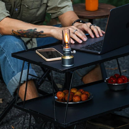 Vintage Campinglamp op Butaan met Verstelbare Vlam – Compact Buitenlicht voor Wandelaars en Avonturiers