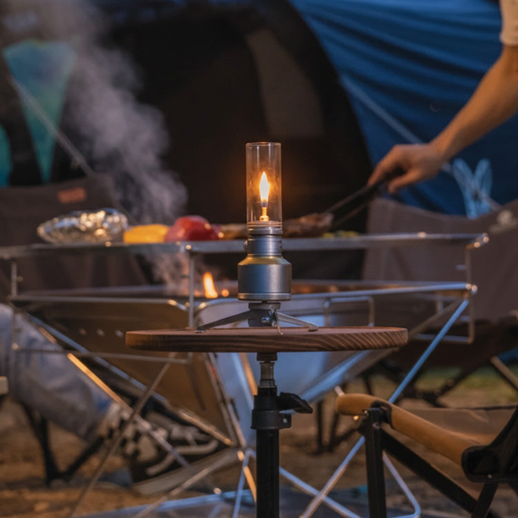 Vintage Campinglamp op Butaan met Verstelbare Vlam – Compact Buitenlicht voor Wandelaars en Avonturiers