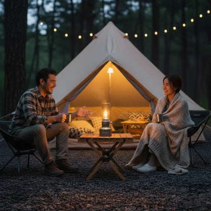 Vintage Campinglamp op Butaan met Verstelbare Vlam – Compact Buitenlicht voor Wandelaars en Avonturiers