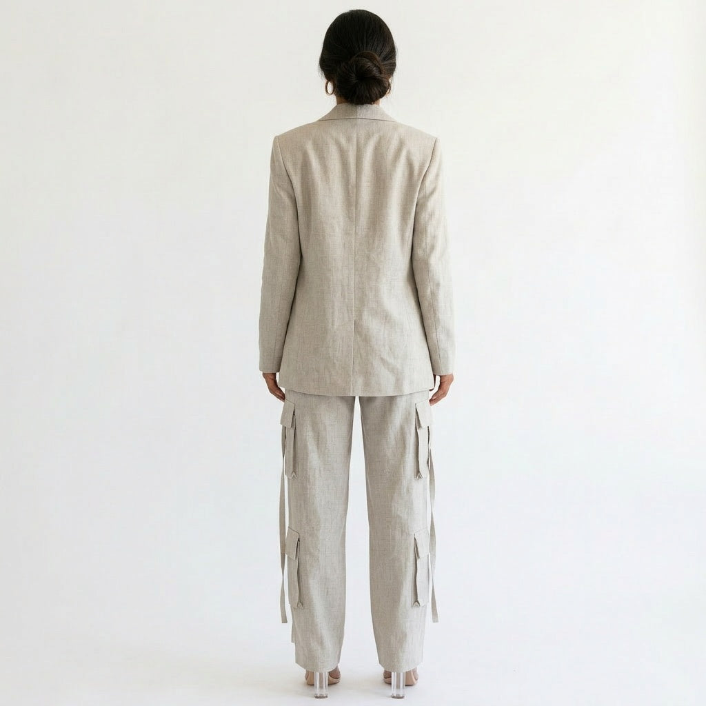 Dames Cargo Broek Wide Leg Met Flapzakken Tweedelig Set