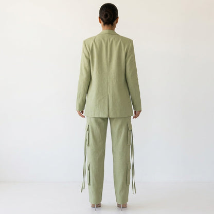 Dames Cargo Broek Wide Leg Met Flapzakken Tweedelig Set