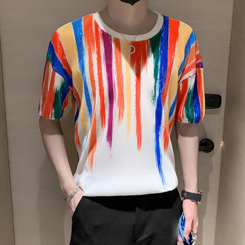 Heren T-shirt Elastisch Katoen Comfortabel Kleurrijk - StudioMarella