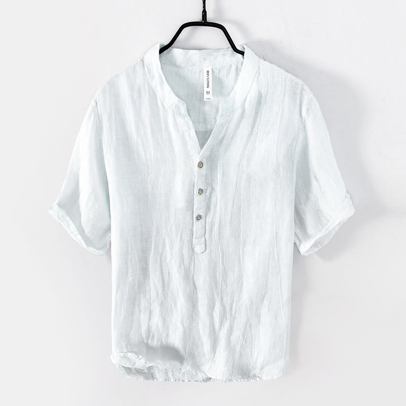 Linnen Zomeroverhemd Heren Casual Wit