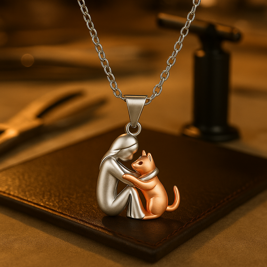 Knuffelige Omarming Ketting Symboliek Hond Kat Vrouw Man Goud Zwart Rosé