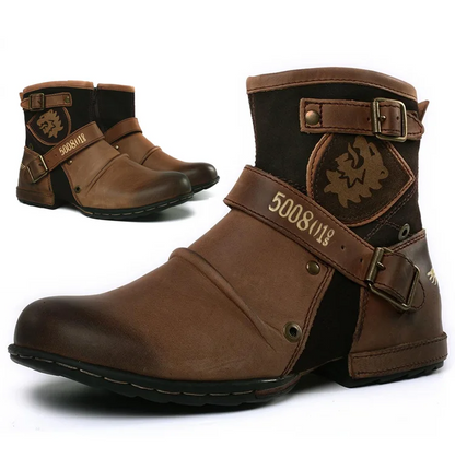 Leren Herenlaarzen Vintage Boots Bruin Stevig