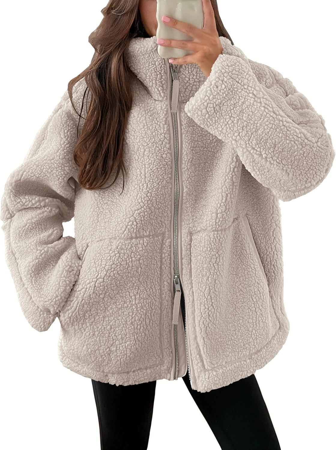Dames Fleece Winterjas Warm en Zachte Oversized