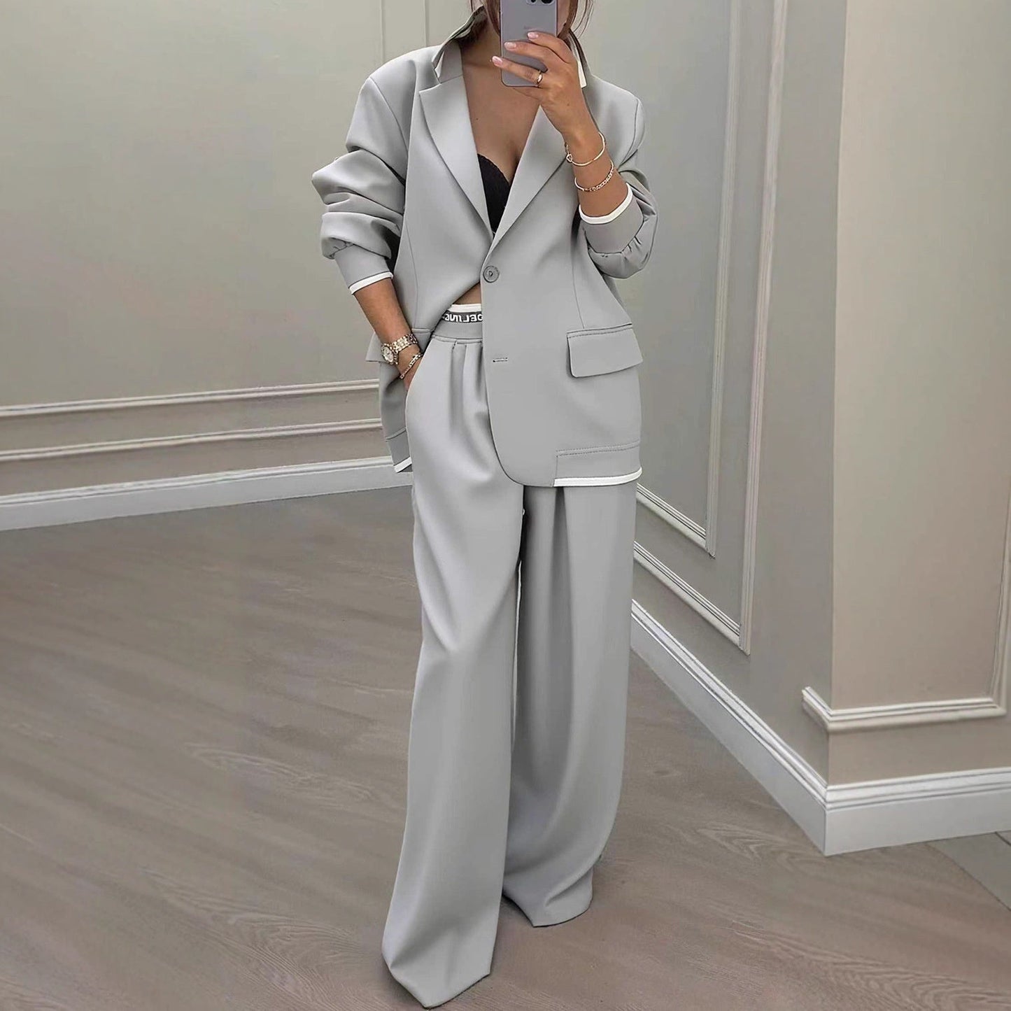 Dames Blazer Set Wijde Broek Elegant Chic Kleding - StudioMarella