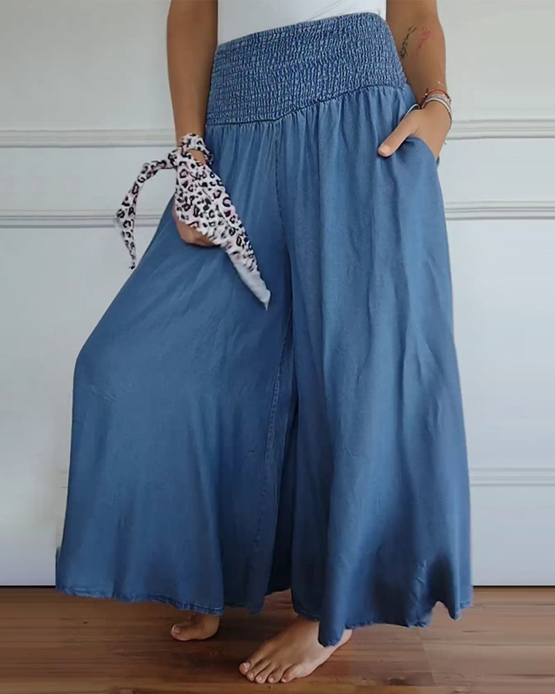 Rosa Joggingbroek met Elastische Band en Wijd Model