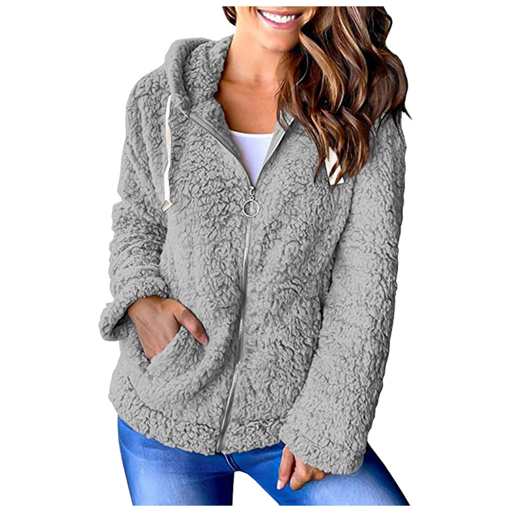 Dames Fleece Hoodie Zwart met Rits Zakken en Capuchon