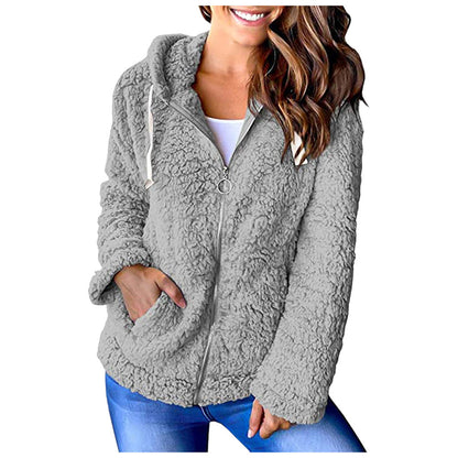 Dames Fleece Hoodie Zwart met Rits Zakken en Capuchon