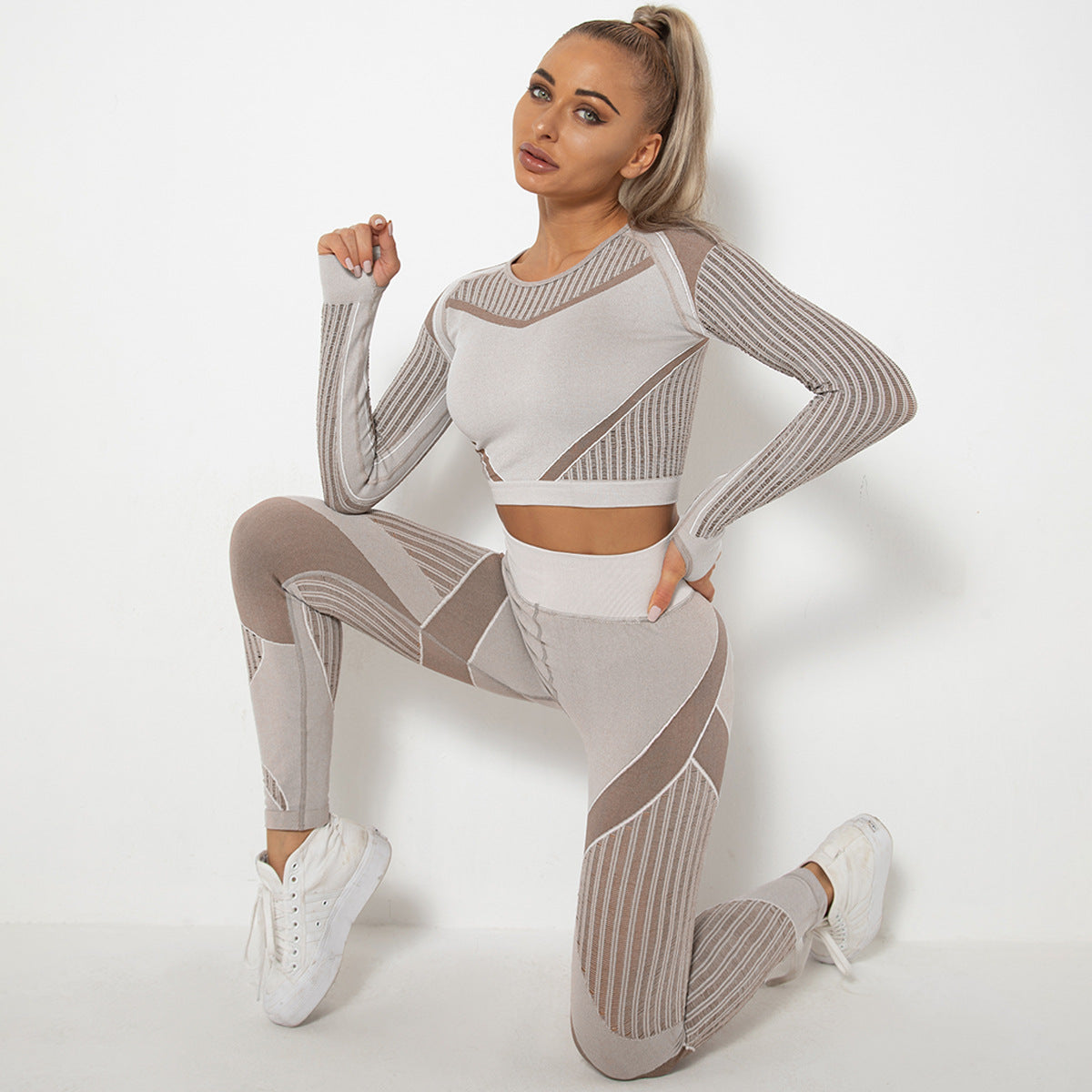 Dames Yoga Set Zacht Elastisch Lange Mouw - StudioMarella