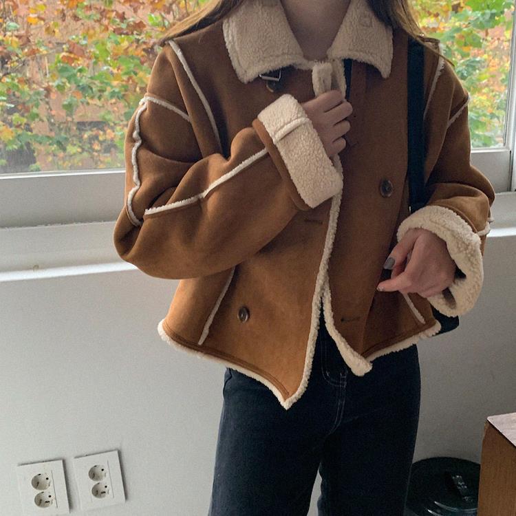 Dames Leren Jas Teddy Shearling Warm en Stijlvol