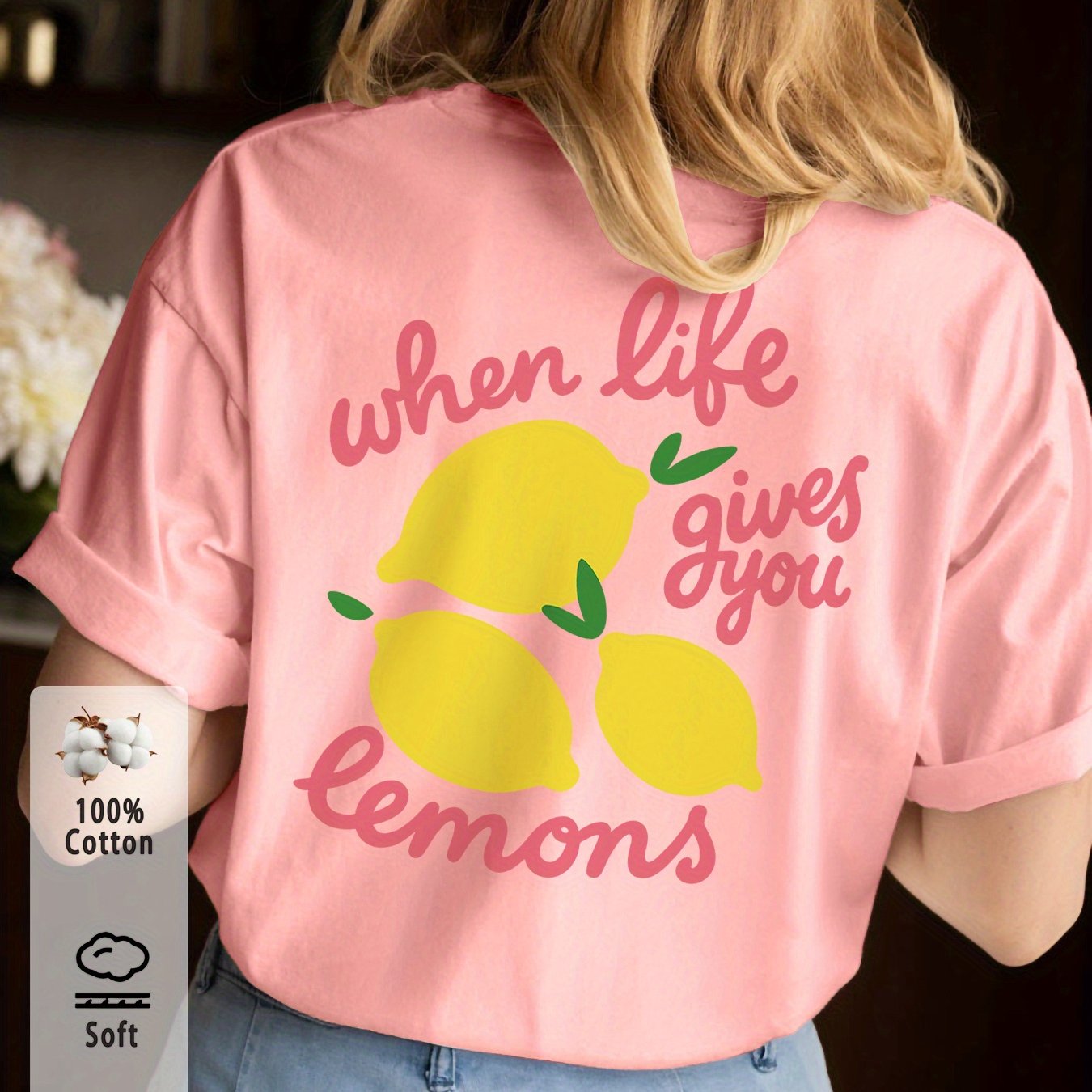 Dames T-shirt Katoen V-hals Regular Fit