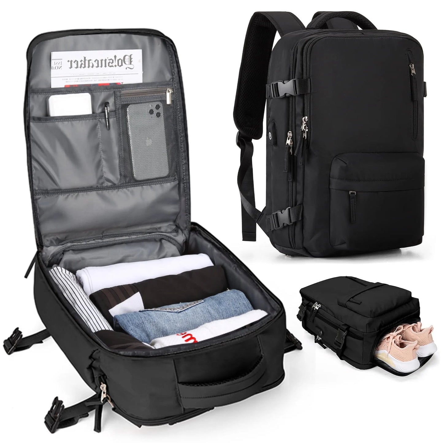 Grote Dames Reistas Waterdichte Wandelrugzak 35L Multifunctioneel met USB Poort