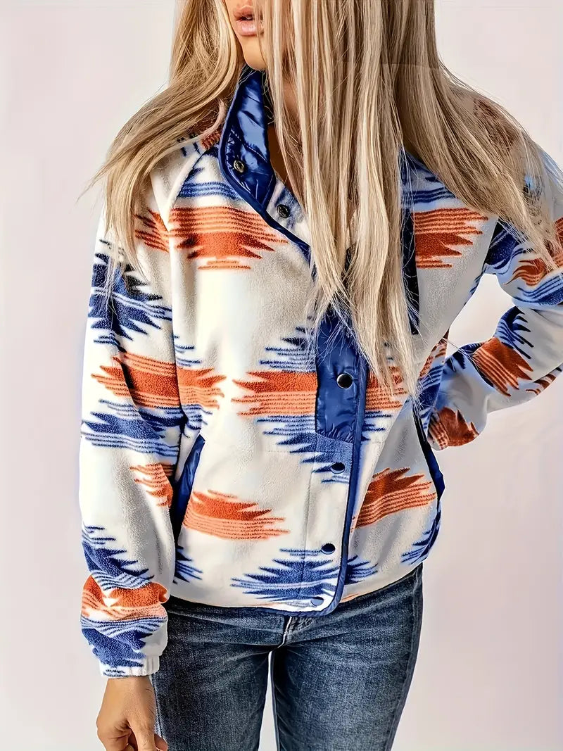 Vrouwelijke Jassen Met Knoopsluiting Azteken Print