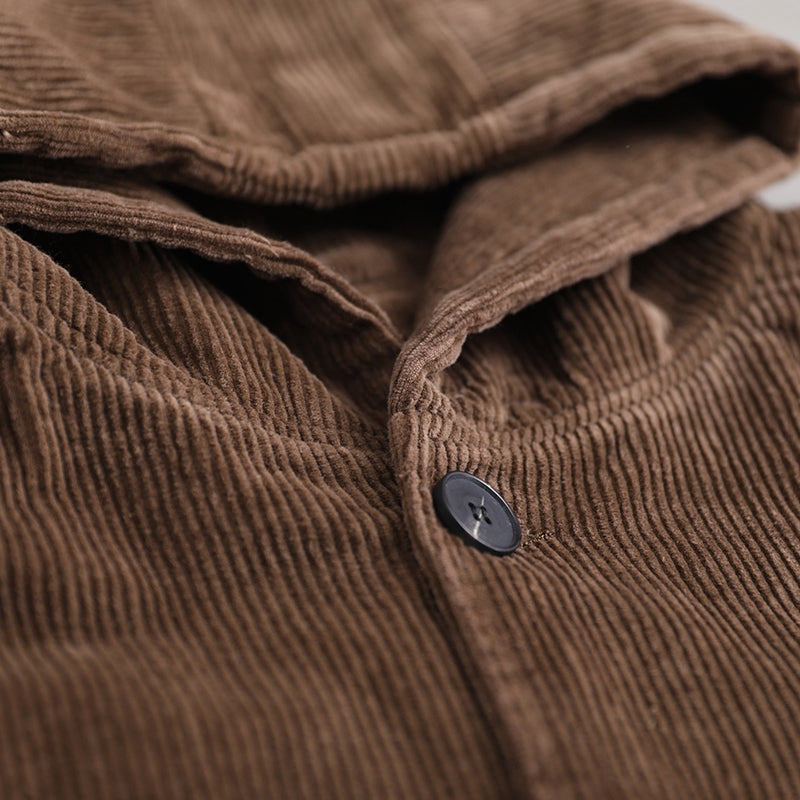 Dames Jas Corduroy Warme Winterjas met Capuchon