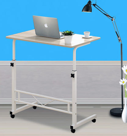 Verstelbare Laptoptafel Op Wielen Wit Staal Hout Hoogte Instelbaar Sofa Bijzettafel
