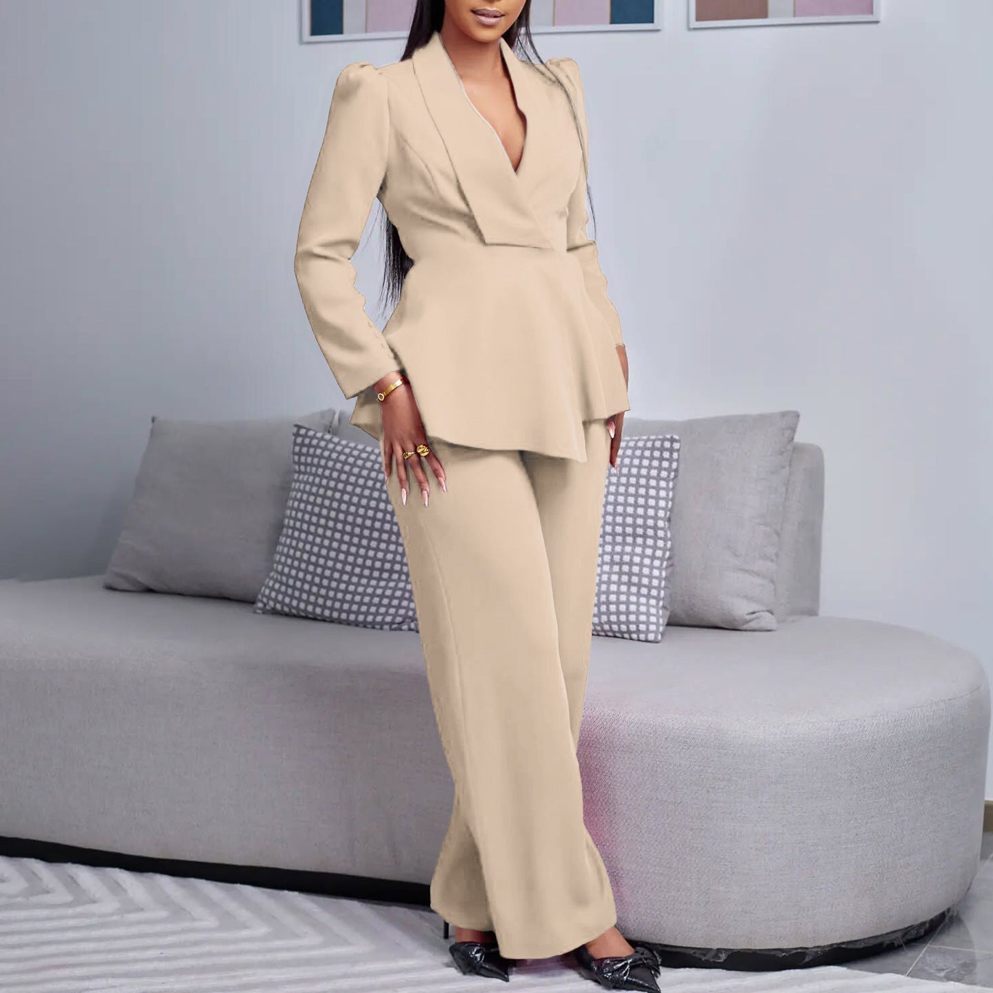 Dames Blazer Set Tweedelig Zakelijke Pantalon Suit - StudioMarella