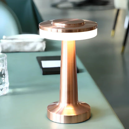 Tafellamp Draadloos Oplaadbaar Dimbaar Metaal LED 3 Lichtkleuren USB-C Goud Zilver Zwart Retro Restaurant Bar Nachtkastje Sfeerlamp Draagbaar