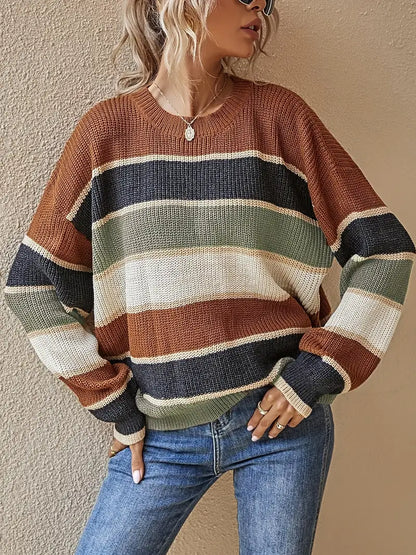 Kleurblok Trui Ronde Hals Veda Sweater