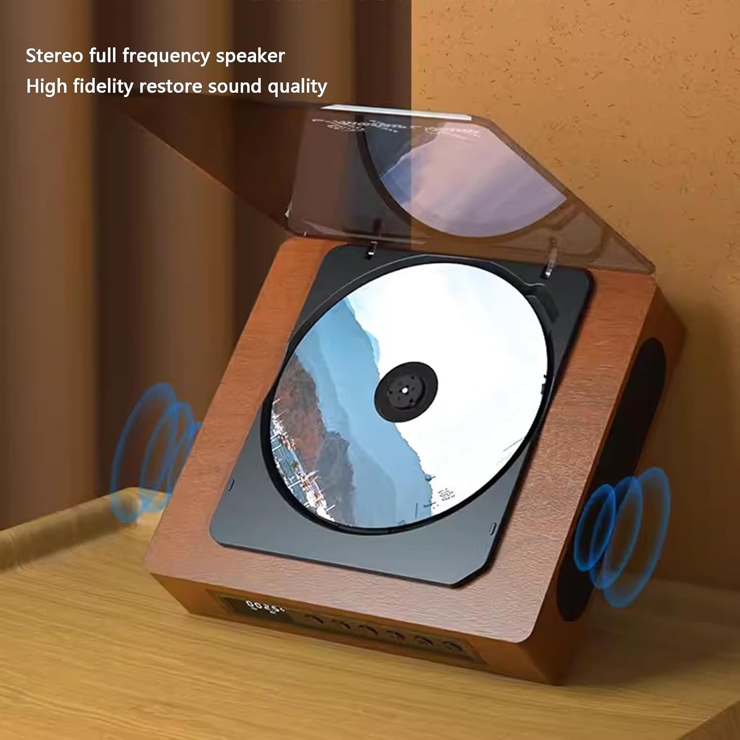 Retro CD Speler Bluetooth Vintage Muziekspeler Met FM Radio En LCD Display