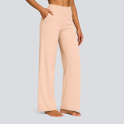 Dames Broek Hoge Taille Rechte Pijpen Met Zakken