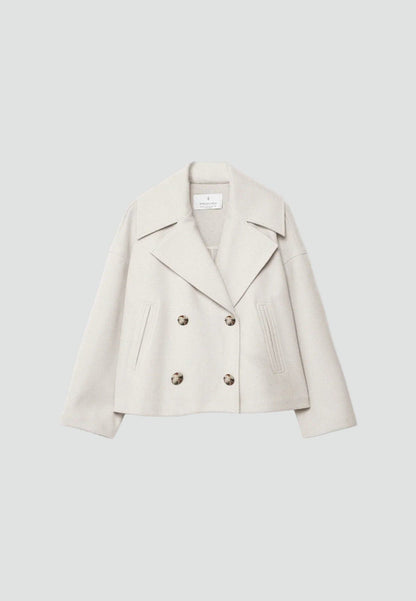 Dames Peacoat Dubbelrij Relaxed Fit Lange Jas
