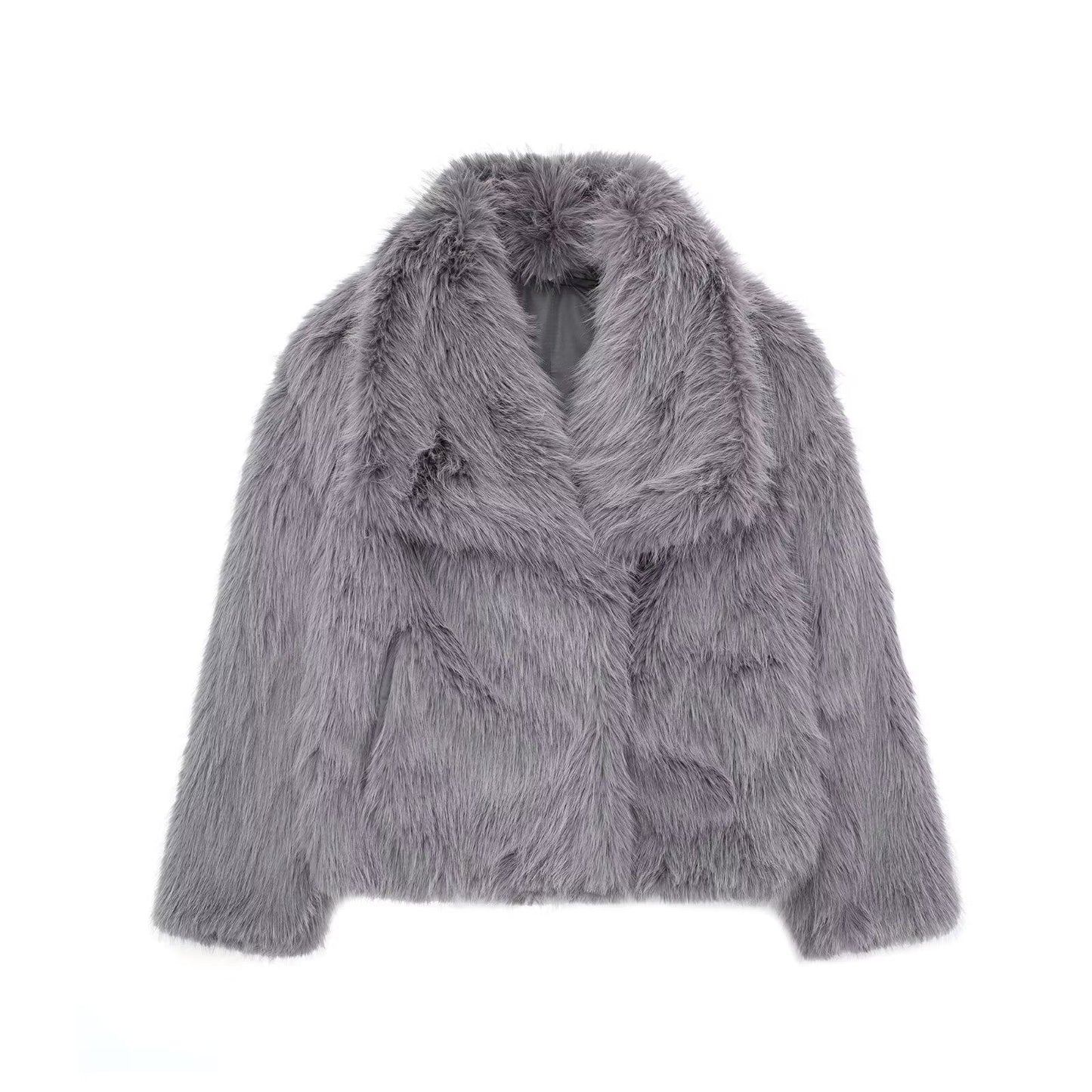Dames Winterjas Kort Pluche Model met Kraag