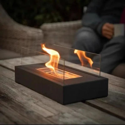 Bioethanol Tafelkachel Draagbaar Gehard Glas & Staal Design voor Binnen & Buiten Rookvrij Sfeerverlichting