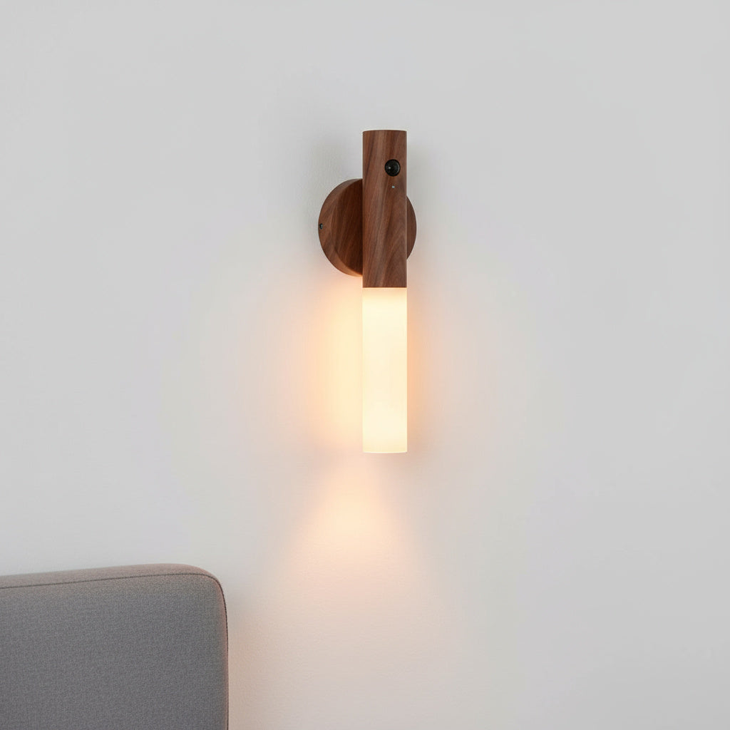 Oplaadbare Houten Wandlamp met Bewegingssensor – Dimbaar LED Nachtlampje voor Hal Gang Slaapkamer